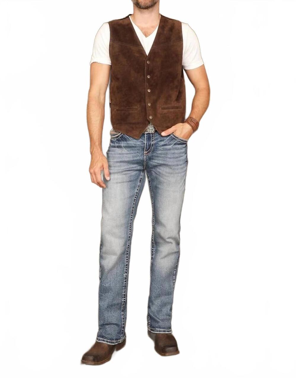 NEW AMERICAN WEST embroidered western jeans in light wash denim
